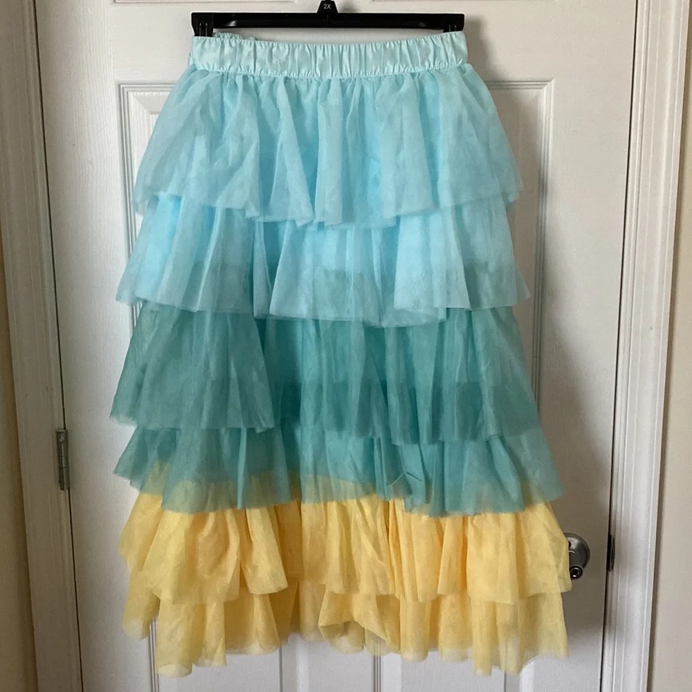 NWT Disney Parks Color Me Courtney PrincessTiana Tiered Ruffle Midi Skirt Sz 2X - Picture 6 of 8